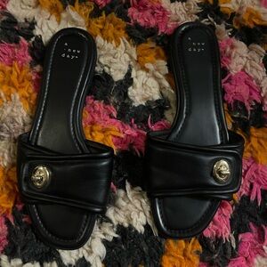 A New Day Black Sandals with Gold Accent